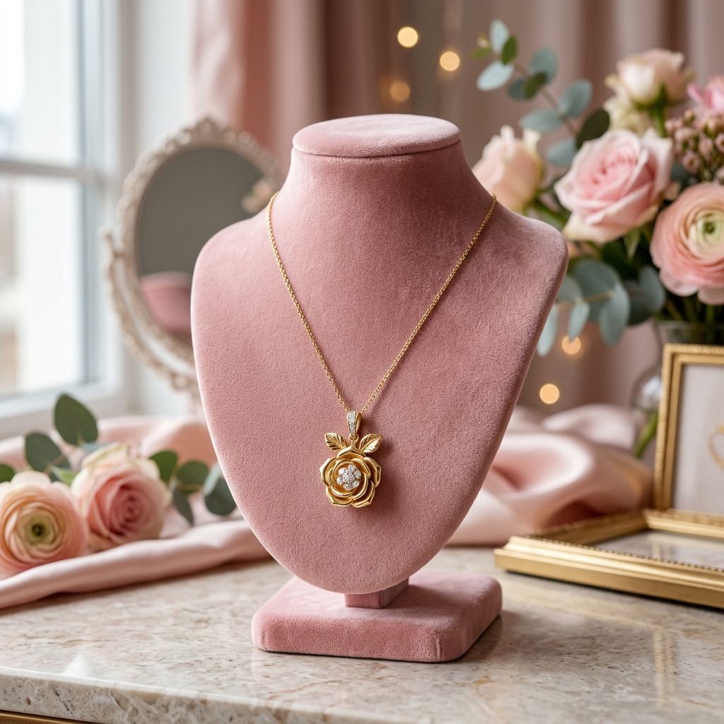 Gold Rose Necklace